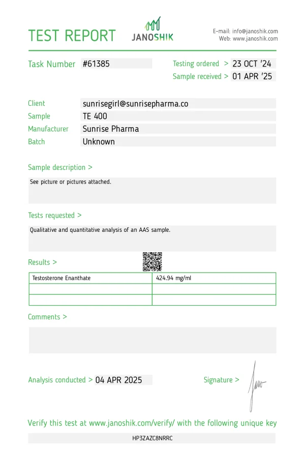 Buy 5 and get 1 free. Testosterone Enanthate 400mg/ml-GMP - Image 3